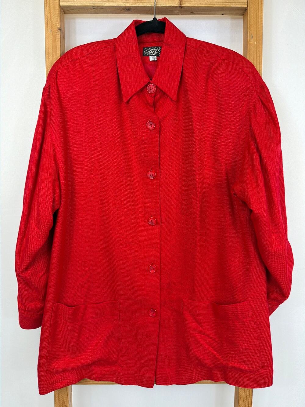 Vintage LGR Rayon Blend Button Down Two Pocket Long Sleeve Jacket Size 10